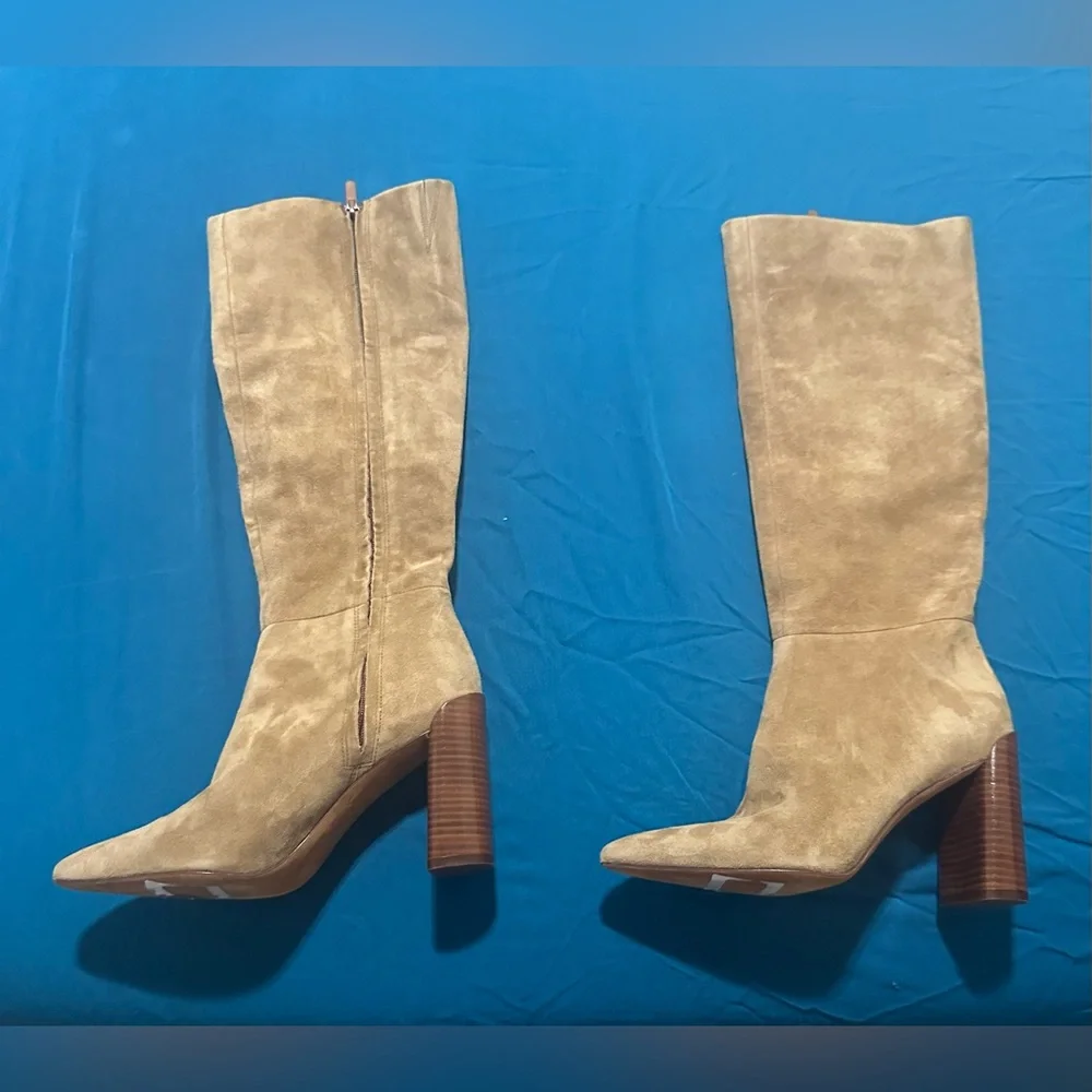 Vince Suede Mid-Calf Pointed Toe Block Heel Boots 7 EU37 Retail $598 - Picture 6 of 8